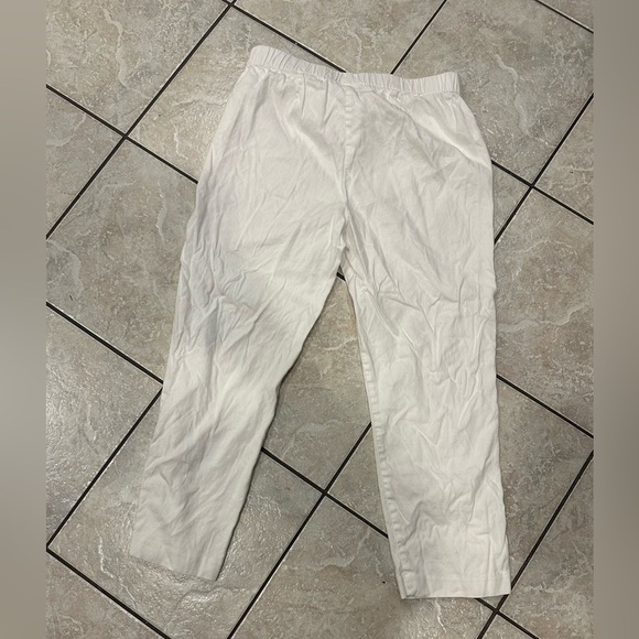 J Jill White Button-Detail Linen Stretch Cropped Pants Size Small - Picture 3 of 6